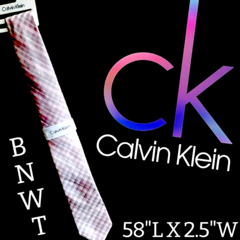 NWT Calvin Klein Men's Necktie Pink/Silver/White